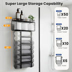 Towel Racks for Bathroom Wall Mounted, 4-Tier Bathroom Towel Rack with Shelf and Basket, Hold 6 Large Rolled Towels, 32-Inch Heavy Duty Towel Storage for Bathroom, RV, Black