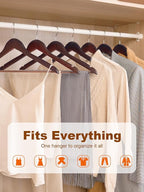 HOUSE DAY Cherry Wooden Hangers 30 Pack, Solid Wood Hanger with Non Slip Pant Bar, Heavy Duty Wooden Coat Hanger for Closet, Smooth Finish Wood Clothes Hangers for Shirts, Suits, Jackets, Dress