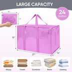 TICONN 4 Pack Extra Large Moving Bags Heavy Duty with Zippers & Carrying Handles, Durable Storage Bags Moving Boxes for Closet Organizers and Storage (4 Pack, Pink)