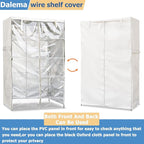 Wire Rack Covers,Heavy Duty 600D Dustproof Waterproof Storage Rack Covers for Metal Shelves,Storage Shelf Cover with Zipper for Wire Shlef,36''W x 14''D x 71''H,Beige with Clear Front