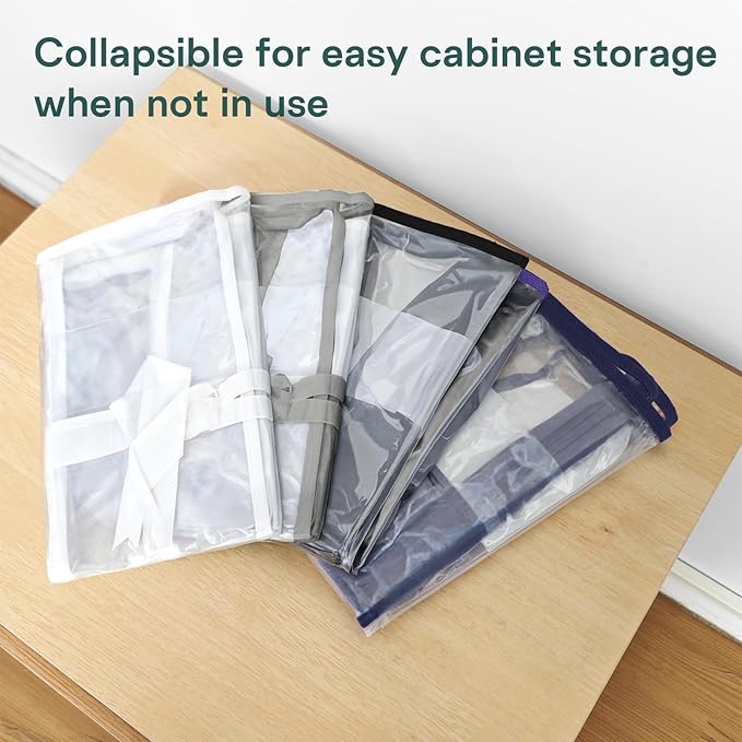 5PACK Clear Zippered Storage Bag for Clothes, 22L Clear Storage Bags, and Blanket Storage Bags for Bedding, Blankets, Comforters, Clothing, Books, DVD & CD (White)