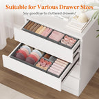 Lifewit Drawer Organizer Clothes for Closet 48 Pack, 3 Sizes Underwear Wardrobe Drawer Dividers, Fabric Foldable Dresser Storage Organizer Bins for Sock/Bra/Lingerie/Undies, Gray