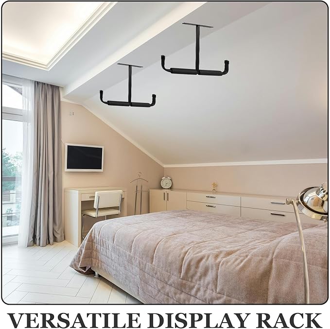 Heavy Duty T-shaped Ceiling Mounted Storage Rack Bike and Fishing Rod Holder Metal Garage Organizer for Overhead Utility and Garage Storage