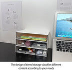 Plastic Desk Drawer Organizer, 2 Compartments, Stackable, Office Supplies Storage, Purple