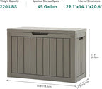 YITAHOME 45 Gallon Deck Box, Outdoor Storage Box for Patio Cushions, Outdoor Tools, Gardening Tools, Sports Equipment, and Throw Pillows, Lockable and Waterproof, Brown