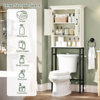 Over The Toilet Storage Cabinet, Over The Toilet Cabinet with Doors, Over Toilet Bathroom Organizer Above Toilet Storage Cabinet with Inner Adjustable Shelf and Anti-Tip Device, Cream White
