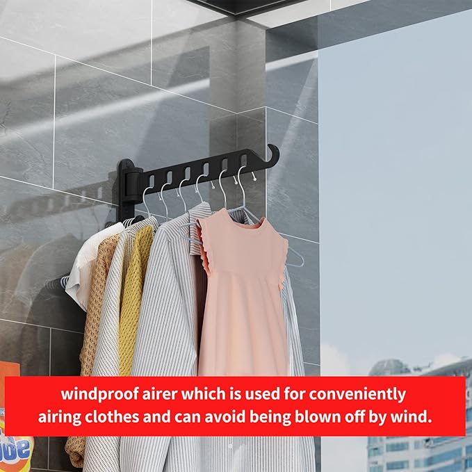 Laundry Drying Rack Wall Mounted Clothes Drying Rack Clothes Hanger Coat Hanger Garment Hooks Metal Clothes Hooks Black