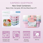Caperci 5-Pack Lunchable Container Set for Kids & Adults - Reusable Bento Snack Box Containers with 5-Compartment for Food Storage & Meal Prep, Wheat Straw, BPA-Free (Vintage Colors)