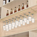 Xverycan Wine Glass Rack Under Cabinet, 8 Row Extreme Large Stemware Hanger, Metal Wine Goblet Holder, DIY Bar Glass Storage Rack for Bar Counter, Kitchen, Screws Included (Gold)