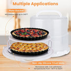 Foldable Cake Carrier with Portable Insulated Bag(Heavy-Duty), Plate Stacker and Non-slip Silicone Trivet Mats, Holds up to 8.5in High and 10in Round Cake or 2pcs 9in Pies