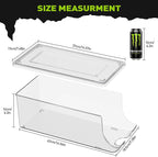 Soda Can Organizer for Refrigerator for Tall Cans of 16oz & 17oz, Stackable Beverage Cans Container Holder Dispenser with Lid for Fridge Pantry Rack Freezer (One Pack)