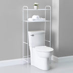 Home Basics 2 Tier Over The Toilet Bathroom Space Saver, Metal Bathroom Shelf Storage Unit, Anti-rust, White