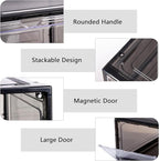 Attelite 8 Pack Shoe Boxes Clear Plastic Stackable, Upgrade Large Shoe Storage Organizer Containers with Magnetic Door for Display Sneaker, Easy Assembly