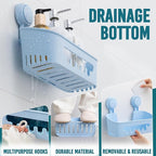 TAILI Shower Caddy Suction Cup, Heavy Duty Bathroom Organizer, Removable Shelves for Inside Shower, Shampoo, Waterproof Suction Plastic Storage for Bathroom Accessories Holder, Blue