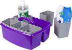 Storex Large Classroom Caddy with Cups, 13 x 11 x 6.575 Inches, Purple, Case of 2 (00986U02C)