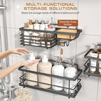 Shower Caddy, 3 Pack Large Capacity Bathroom Organizers and Storage, No Drilling Adhesive Rustproof Shelves with Soap Holder, Home Decor, Black
