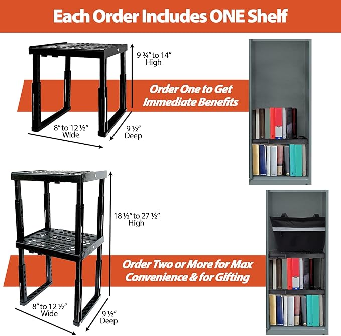Locker Organizer Shelf， Adjustable Width and Height, Ideal Locker for School, Office, and Gym Lockers (Blue)