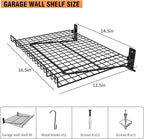 6 Pack Foldable Wall Shelf, Wall Mounted Garage Storage Shelves, Heavy Duty Wall Shelving Supports Up To 270 LBS. Floating Shelves With 12 Hooks Metal Storage Rack for Office, Kitchen and Laundry Room