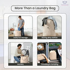 LFH Home Large Premium 100% Cotton Canvas Laundry Bag with Drawstring and Handles Heavy Duty, Multi-Use, and Washable for Home, Travel, College or Storage 28x40 (Pack of 4)-Natural