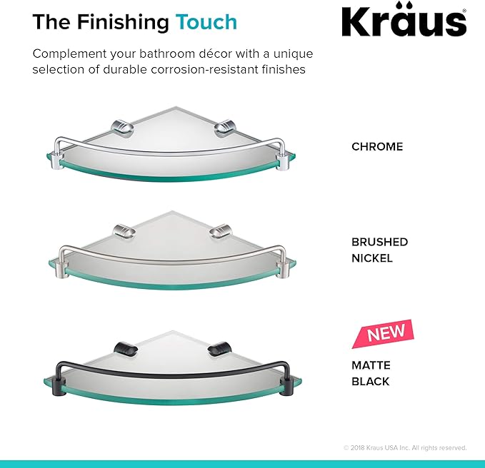 Kraus Elie Corner Bathroom Shelf, Matte Black Finish, KEA-18846MB
