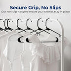 SereneLife 30 Pack Plastic Hangers, Non-Slip, Space-Saving Closet Organizers, Durable and Strong for Shirts, Sweaters, Hoodies, Kids Clothes & Dresses, Ultra-Thin, Lightweight
