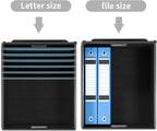 Huolewa Upgraded Portable File Organizer Box with Lid, Collapsible Linen Hanging Filing Storage Boxes with Plastic Slides, Decorative Home/Office Filing System Box for File and Folders Storage (Gray)