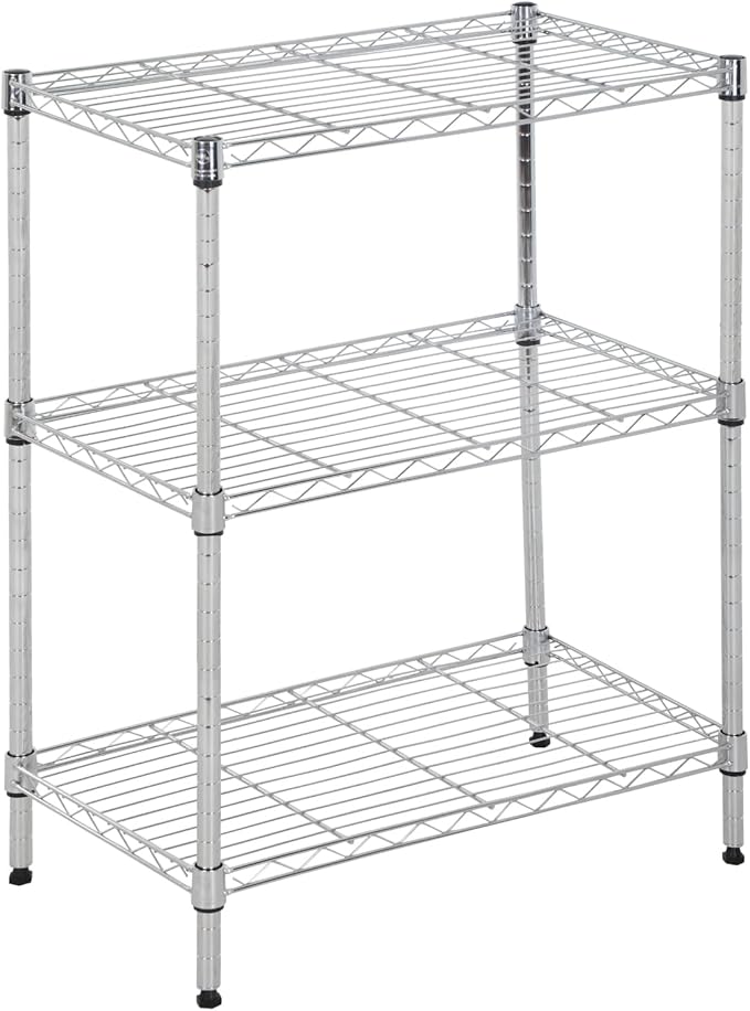 PayLessHere | 3-Tier Wire Shelf | 23"x13"x30" | Chrome | Adjustable Racks | Heavy-Duty Storage Shelves, Holds Upto 450 lbs | Rust-Resistant, No-Tool Assembly | for Home, Garage Shelving