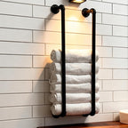 Towel Racks for Bathroom Wall Mounted 36 Inch,Industrial Pipe Storage Organizer Towel Holder(Black)