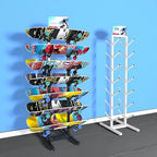 Ski Storage Rack for Garage,7 Layers Freestanding Ski Holder,Heavy Duty Iron Ski Storage Organizer, Snowboard Floor Display Stand Storage Rack for Shop Home(37x55x165inch, White)