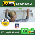 EZ Shelf - Closet Shelf with Hanging Rod - 64.3-119” Expandable, White, Closet Shelves - Strong, Holds 200 lbs - Easy Install - 1 Side Wall & Backwall with 1 End Bracket, Alternative to Wire Shelving