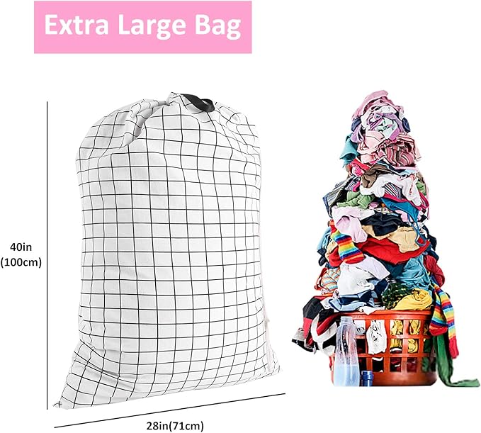 SWISSELITE Heavy Duty Laundry Drawstring Bag with Strap, 28 x 40 Inches Travel Dirty Clothes Bag for Laundromat and Household, 6 Color