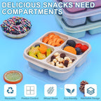 4 Pack Snack Containers, 4 Compartments Snackle Box Container, Meal Prep Reusable Lunchable Container for Adults, Microwave Dishwasher Safe, Food Storage Containers for Work Travel