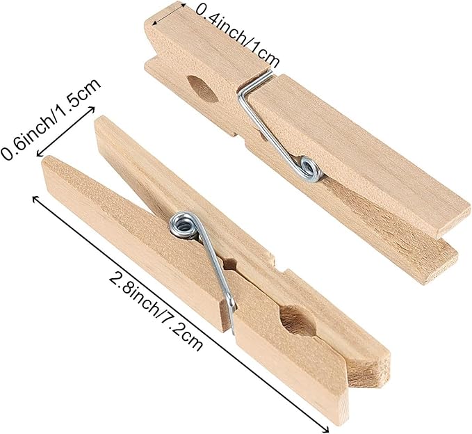 HOIGON 400 Pack 3 Inch Natural Wooden Clothes Pins, Sturdy Large Wooden Clothespins, Wood Clips with Spring, Wood Laundry Pins for Clothing, Craft, Hanging Photo, Clipping Snacks