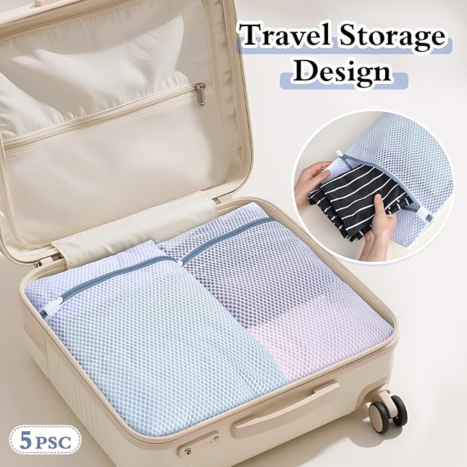Durable Mesh Laundry Bags 5-Pack (12x16 Inch) Delicates Protector for Lingerie & Baby Clothes
