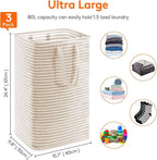 Lifewit 3 Pack Laundry Basket 80L Each, Collapsible Clothes Hamper with Reinforced Handles, Freestanding Waterproof Design for Bedroom and Laundry Room, Beige 240L Total