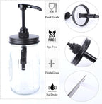 GMEPOCH 32 oz Mason Syrup Sauce Honey Dispenser Pump Bottle 1 Quart Wide Mouth Glass Coffee Syrup Condiment Ketchup Container Food Grade Airtight & Leak-Proof