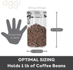 Oggi Large Clear Canister with Clamp Lid, 72 oz - Large Airtight Food Storage Container, for Kitchen & Pantry Storage of Bulk, Dry Foods, Pasta, Flour, Sugar, Coffee, Rice, Tea, Spices & Herbs