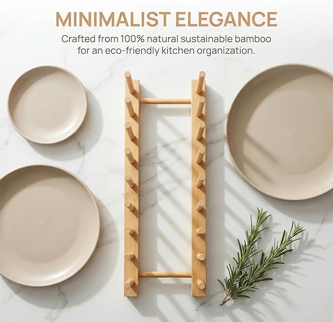 Bamboo Wooden Dish Racks for Kitchen Counter, Plate Organizer for Cabinet Stand Drainer Storage Holder Organizer for Dish, Pots, Lids, Bowls, Cups, and Cutting Boards and Books