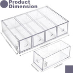 Desk Organizer with 4 Drawers, FODIENS Stackable Desktop Storage Box with Removable Drawer, Clear Sunglasses Organizer Display Case for Stationery Marker Pens Eyeglasses Office Supply