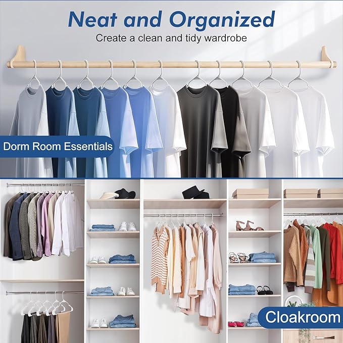 HOUSE DAY Plastic Hangers 100 Pack - Adult Clothes Hangers White - Space Saving, Non-Slip, Durable & Sturdy Hanger with Shoulder Grooves for Closet, Perfect Slim Coat Hanger - Ganchos para Colgar Ropa