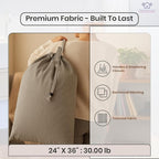LFH Home Cotton Canvas Large Laundry Bag with Handle, Heavy Duty Drawstring Closure Washable Laundry Bags, School Travel, Home, Hotel, College Dorm, Organizer Sack, Toys Clothes 24x36 (Pack of 2)-Grey