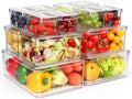 14 Pack Fridge Organizer, Stackable Refrigerator Organizer Bins with Lids PBA-Free, Clear Fridge Organizers and Storage for Kitchen, Countertops, Cabinets, Fridge, Drinks, Fruits, Vegetable, Cereals