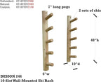 10-Place Wall-Mounted Ski Log Racks - Skis Wall Mount Garage Racks, Indoor & Outdoor Vertical Ski Holders for Walls, Hangers for Skis Indoor Storage Rack, Garage Hanging Rack - Canyon Brown