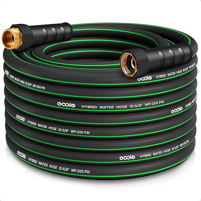 Heavy Duty Garden Hose 75ft, NON-EXPANDABLE Flexible Water Hose, Kink Resistant Lightweight Hybrid Hose, Leakproof Hose Male to Female Fittings