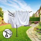 Heavy Duty Outdoor Umbrella Drying Rack, 12 Lines with 165 Feet Drying Space, Steel Frame & Adjustable Height, 4-arm Umbrella Clothesline for Laundry, Collapsible Clothes Drying Rack for Backyard