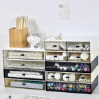Desktop drawers, stackable plastic drawers, stationery and office supplies (Black, 2 Compartment)