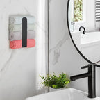 Taozun Hand Towel Holder/Hand Towel Bar - Black Face Towel Holder Self Adhesive Towel Ring for Bathroom, Stainless Steel