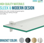 Clear Floating Glass Shelf 12" X 33" in White