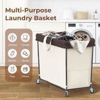 320L Laundry Hamper with Wheels, 3 Section Large Rolling Laundry Basket Bag with Wheels, Clothes Hamper Cart for Laundry, Bedroom, Bathroom and Dorm