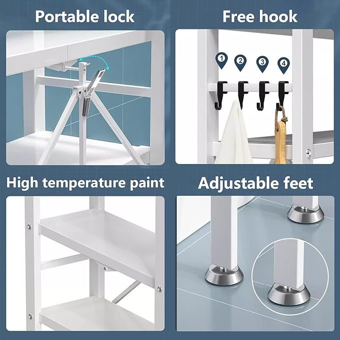 Over-the-toilet Storage, Over Toilet Storage Shelf, Toilet Storage Rack, Adjustable Layer Height, Portable Lock Design, Classified Storage, Suitable for Bathroom, Toilet and Laundry Room(Black)
